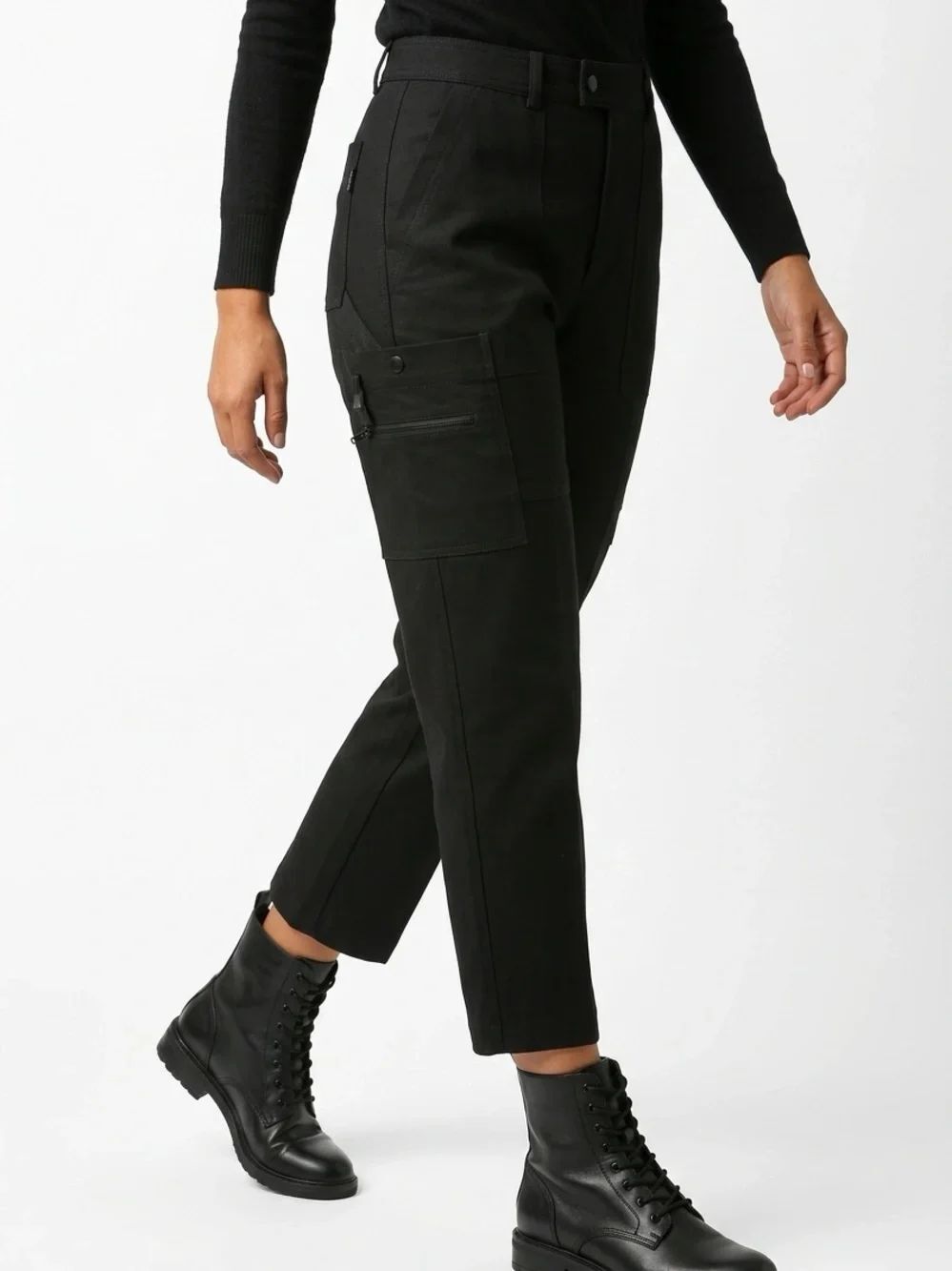 ZARA | Black Utility Cargo Straight Leg Pants Women’s Size Large